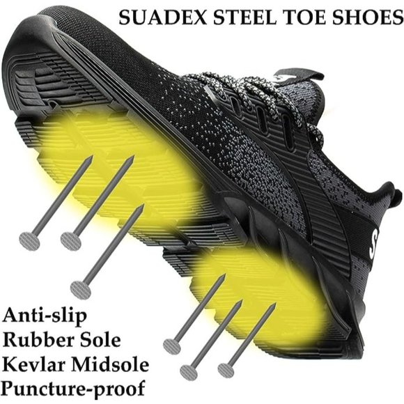 SUADEX Steel Toe Shoes Unisex Indestructible Work Shoes Size 39 Model #677 New - Picture 3 of 5